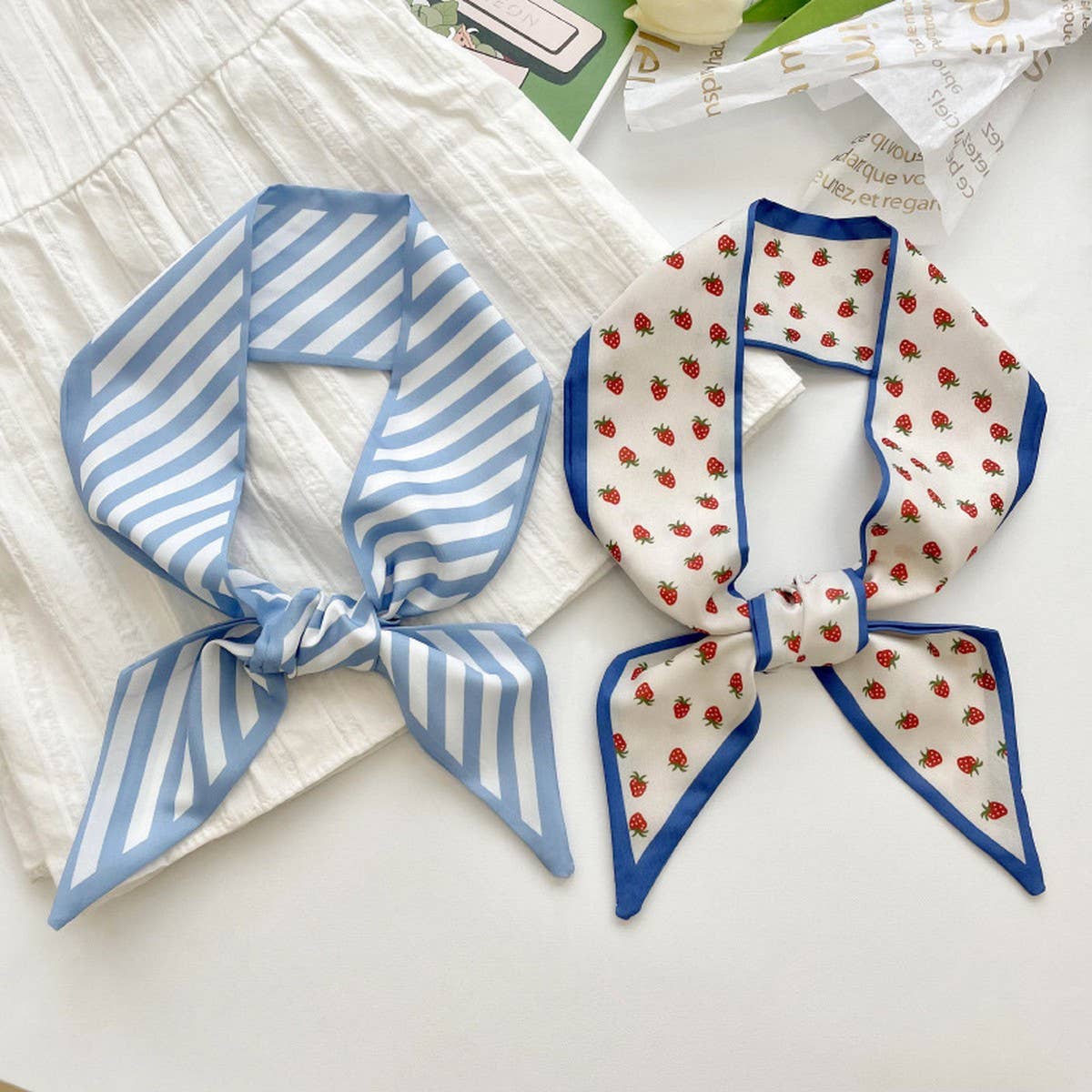 Blue Striped Hair Scarf