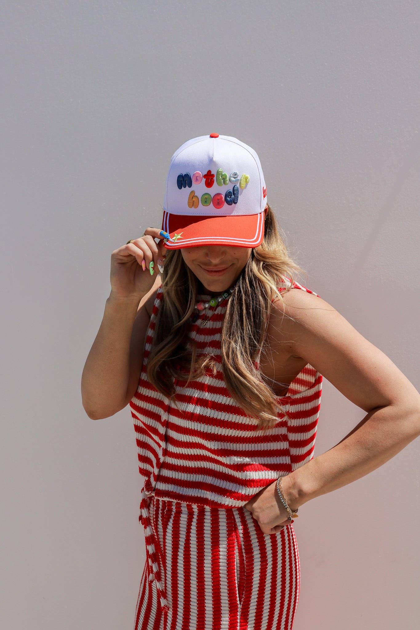 MOTHERHOOD TRUCKER HATS  RED & COLORFUL