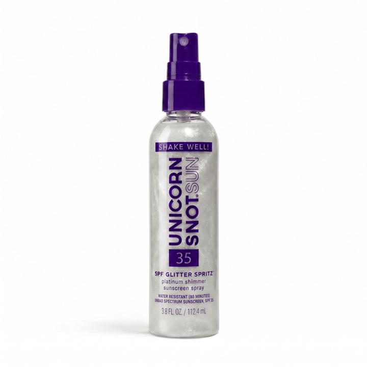 SPF 35 Glitter Spritz | Sunscreen Spray | Platinum