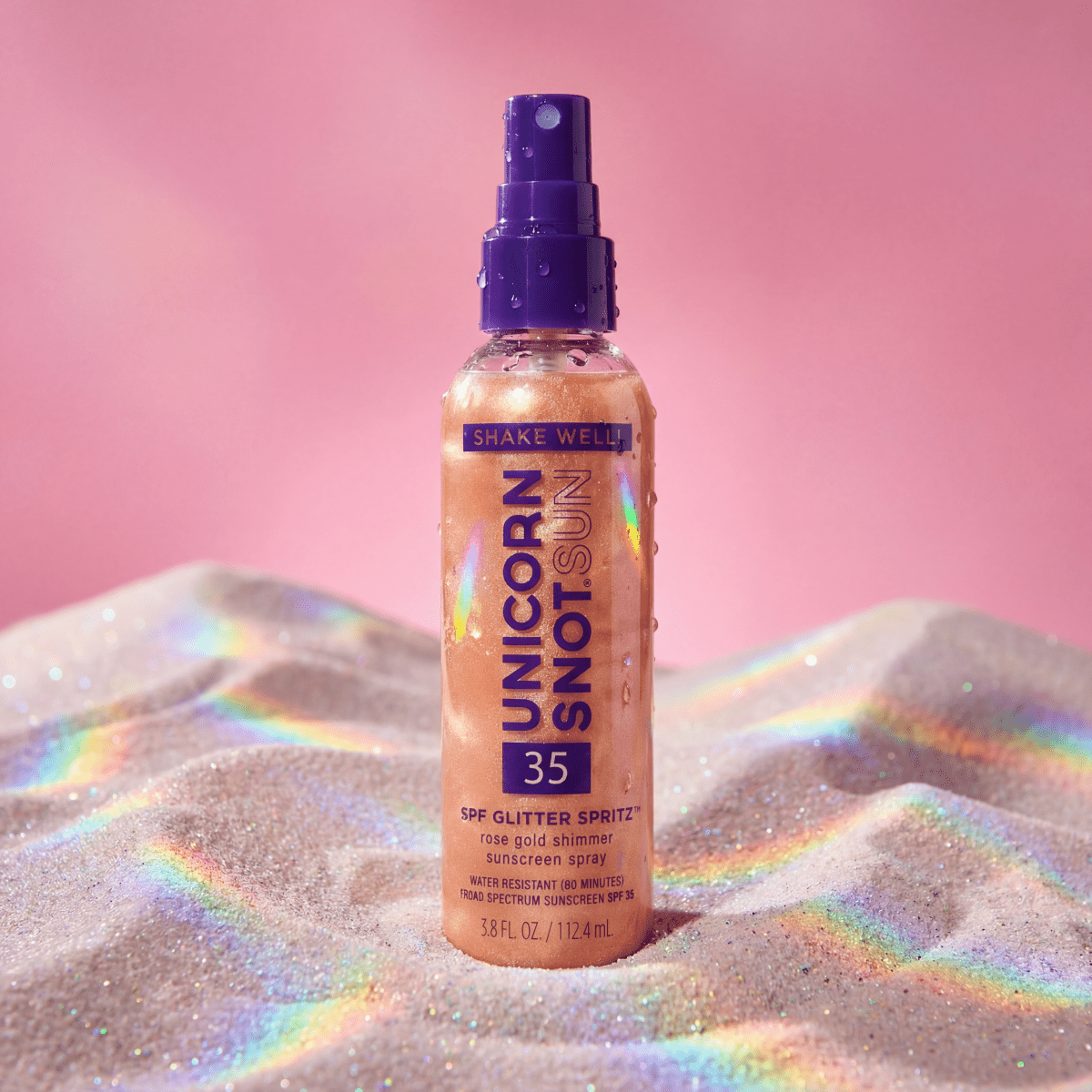 SPF 35 Glitter Spritz | Sunscreen Spray | Rose Gold Shimmer