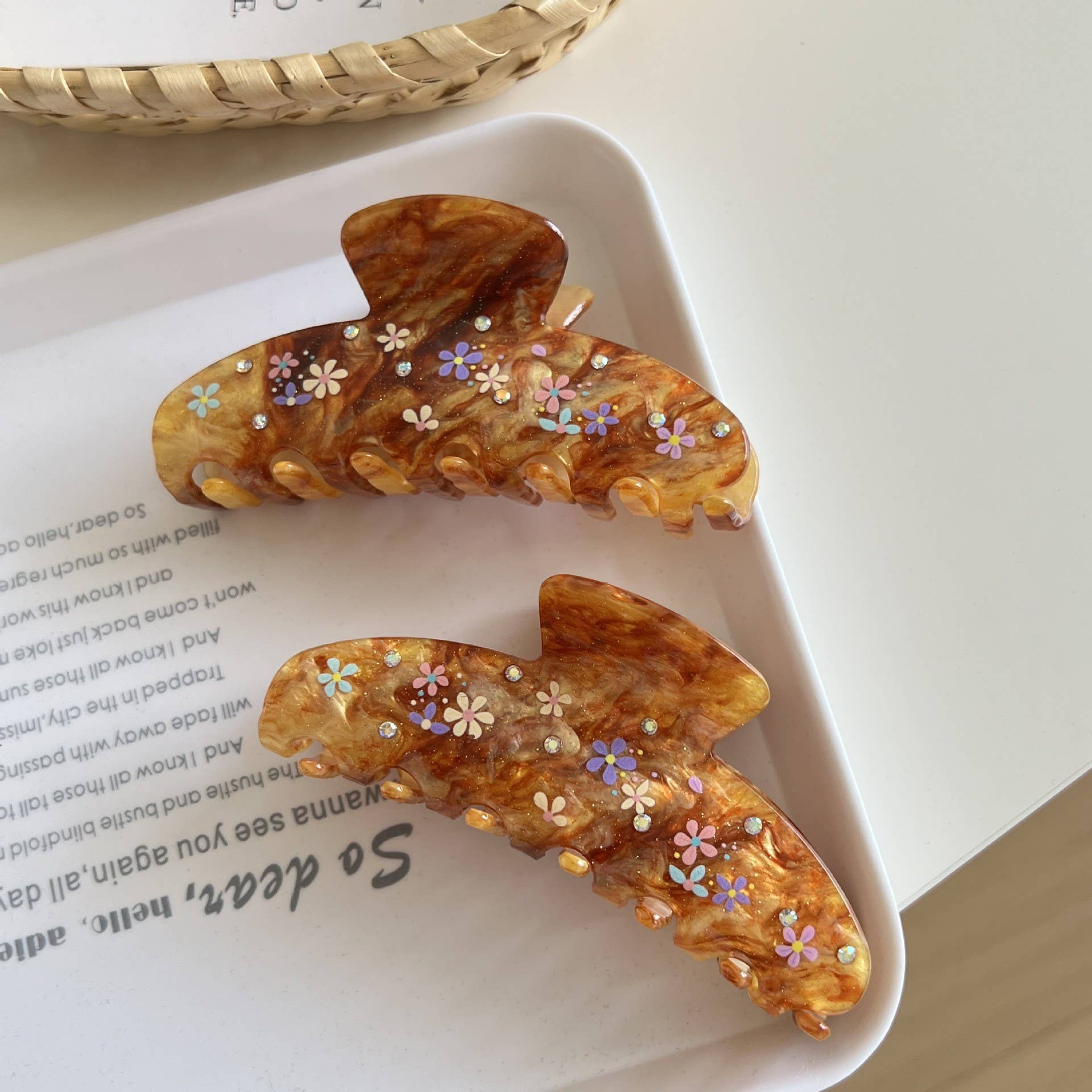 Floral Rhinestone Hair Clip