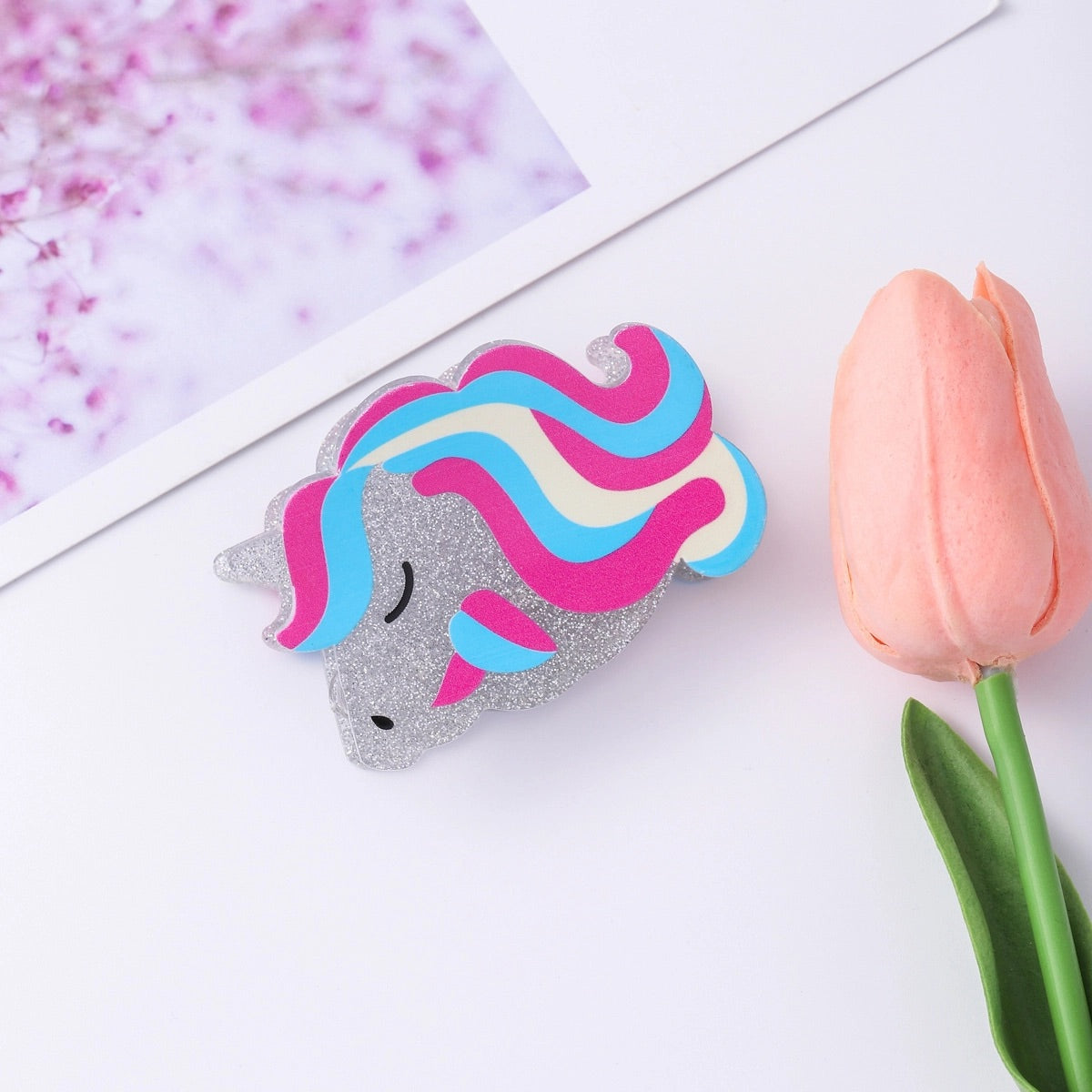 Glittery Unicorn Hair Clip