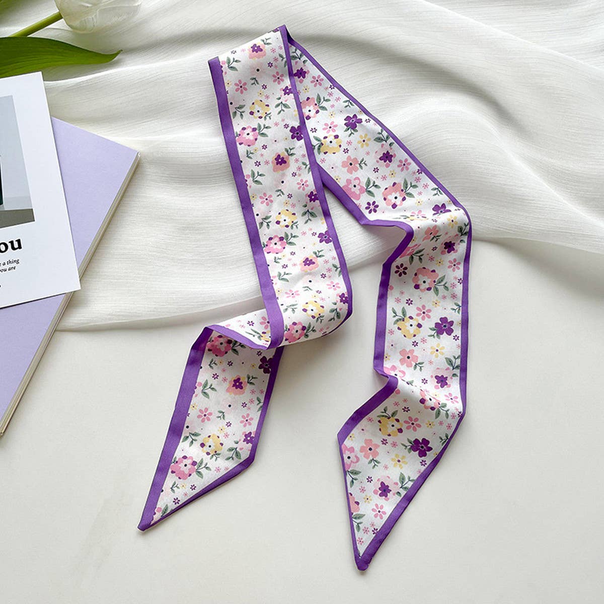 Purple Floral Hair Scarf