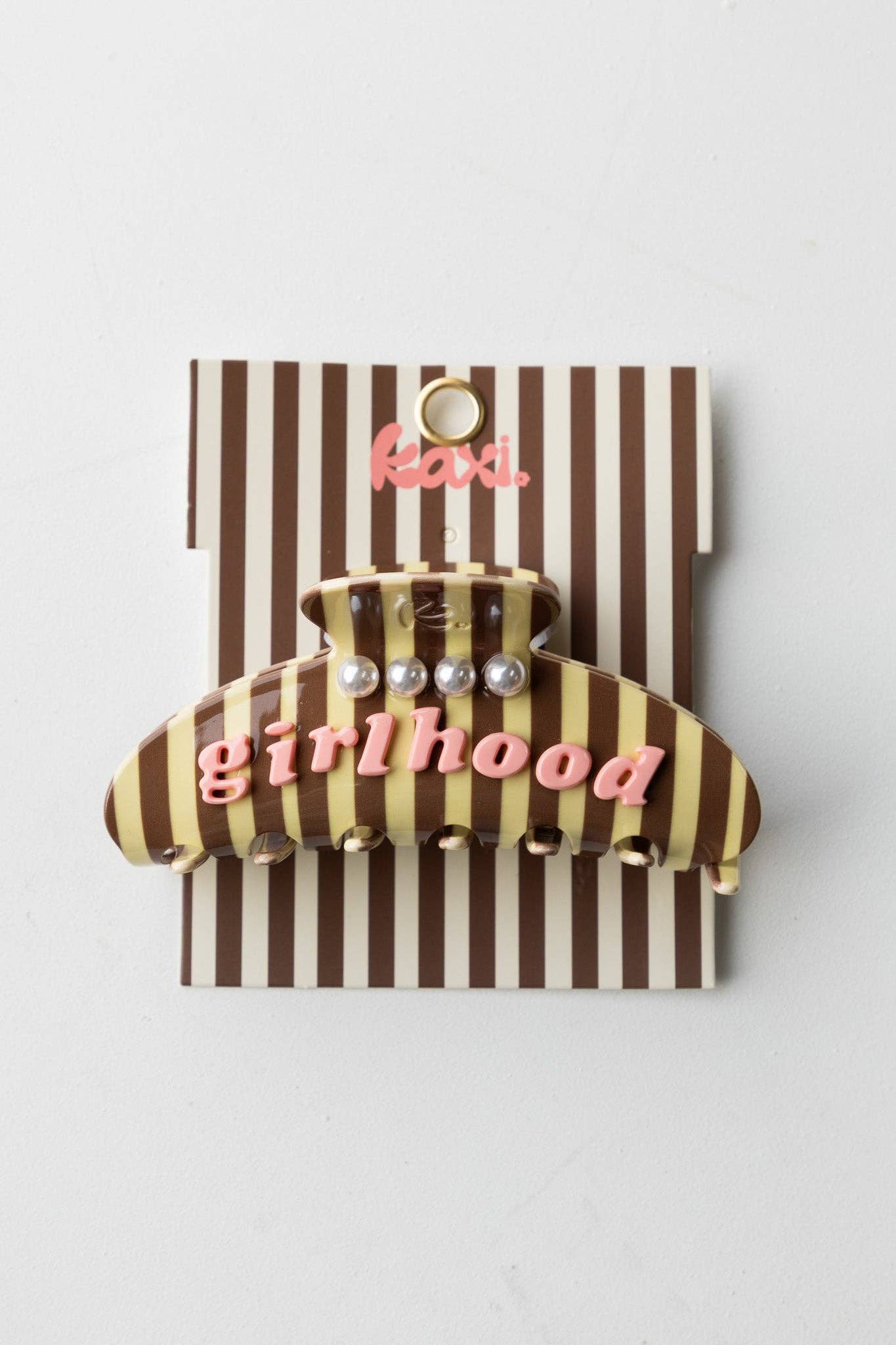 GIRLHOOD BROWN STRIPED WITH PEARLS