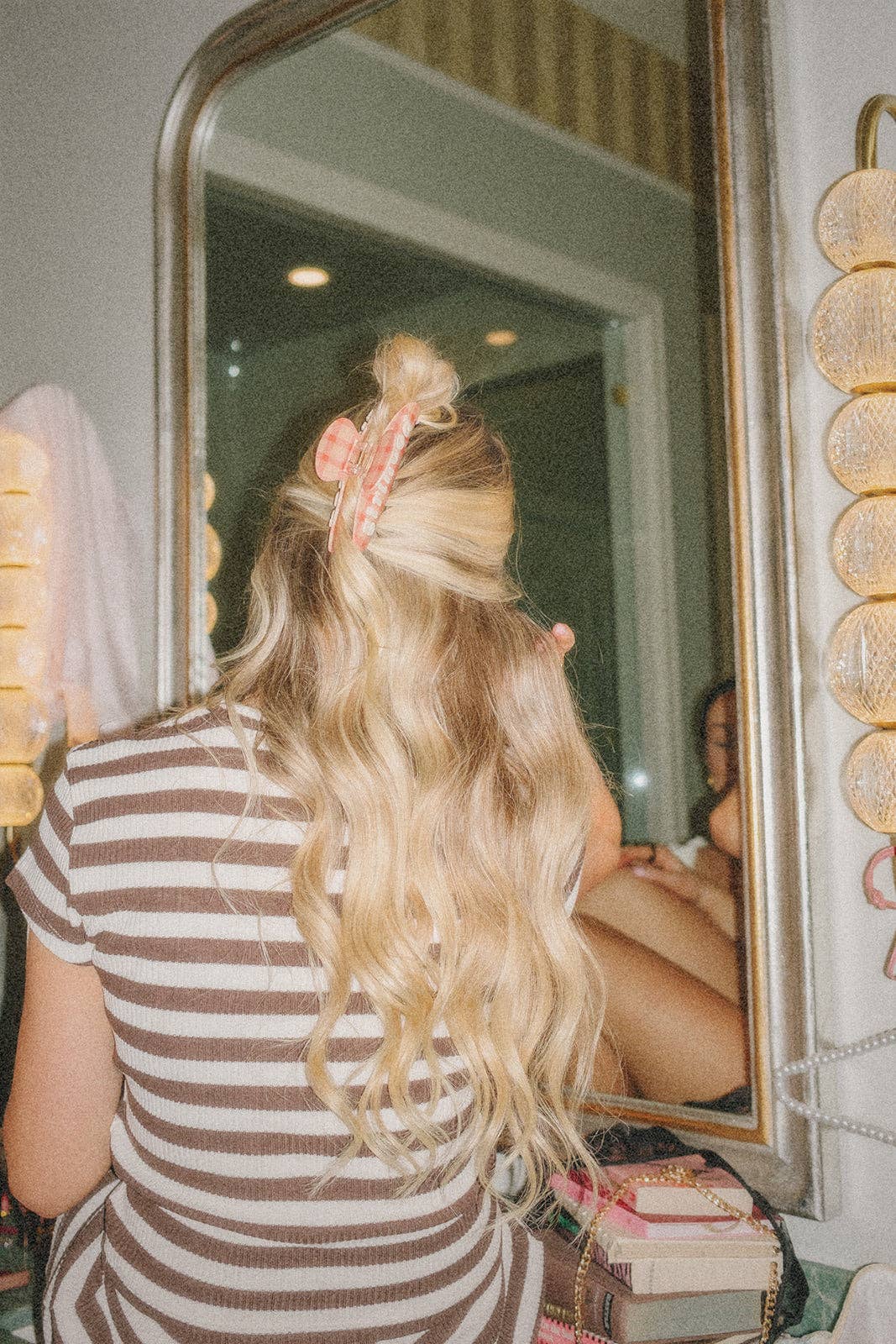 GIRLHOOD BROWN STRIPED WITH PEARLS