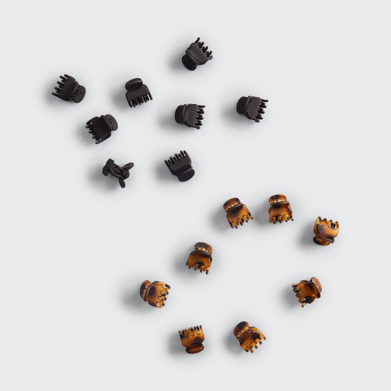 Recycled Plastic Micro Classic Claw Clips 16pcSet-Blk &amp; Tort