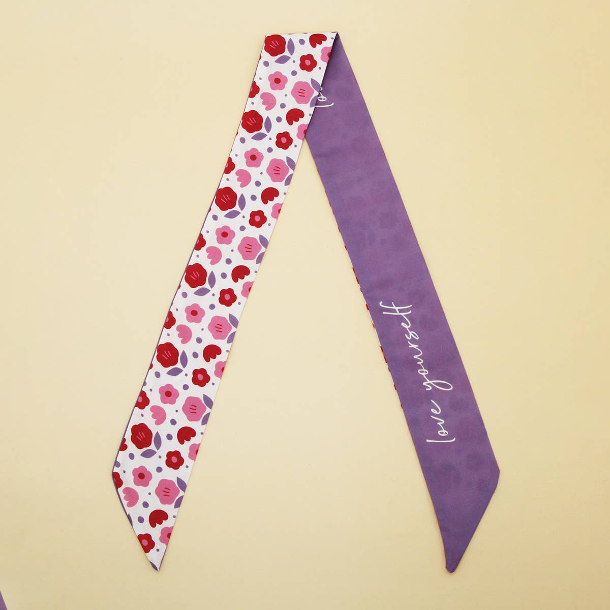 Purple Flower Print Hair Scarf