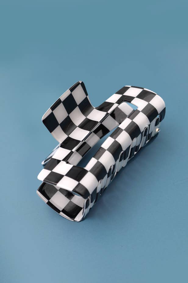 BLACK CHECKER HAIR CLAW CLIP