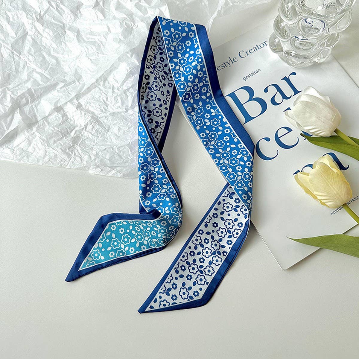Blue Flower Hair Scarf