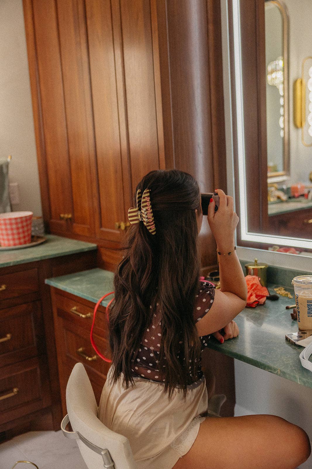 GIRLHOOD BROWN STRIPED WITH PEARLS