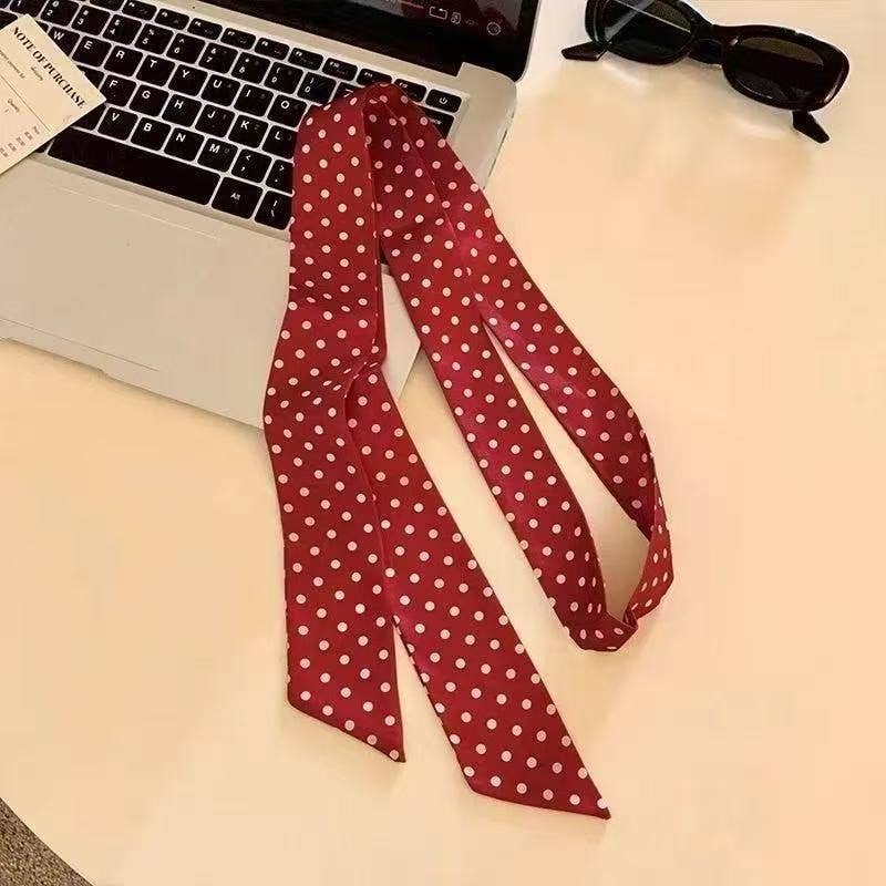 SOFT SILKY SKINNY SCARF RED