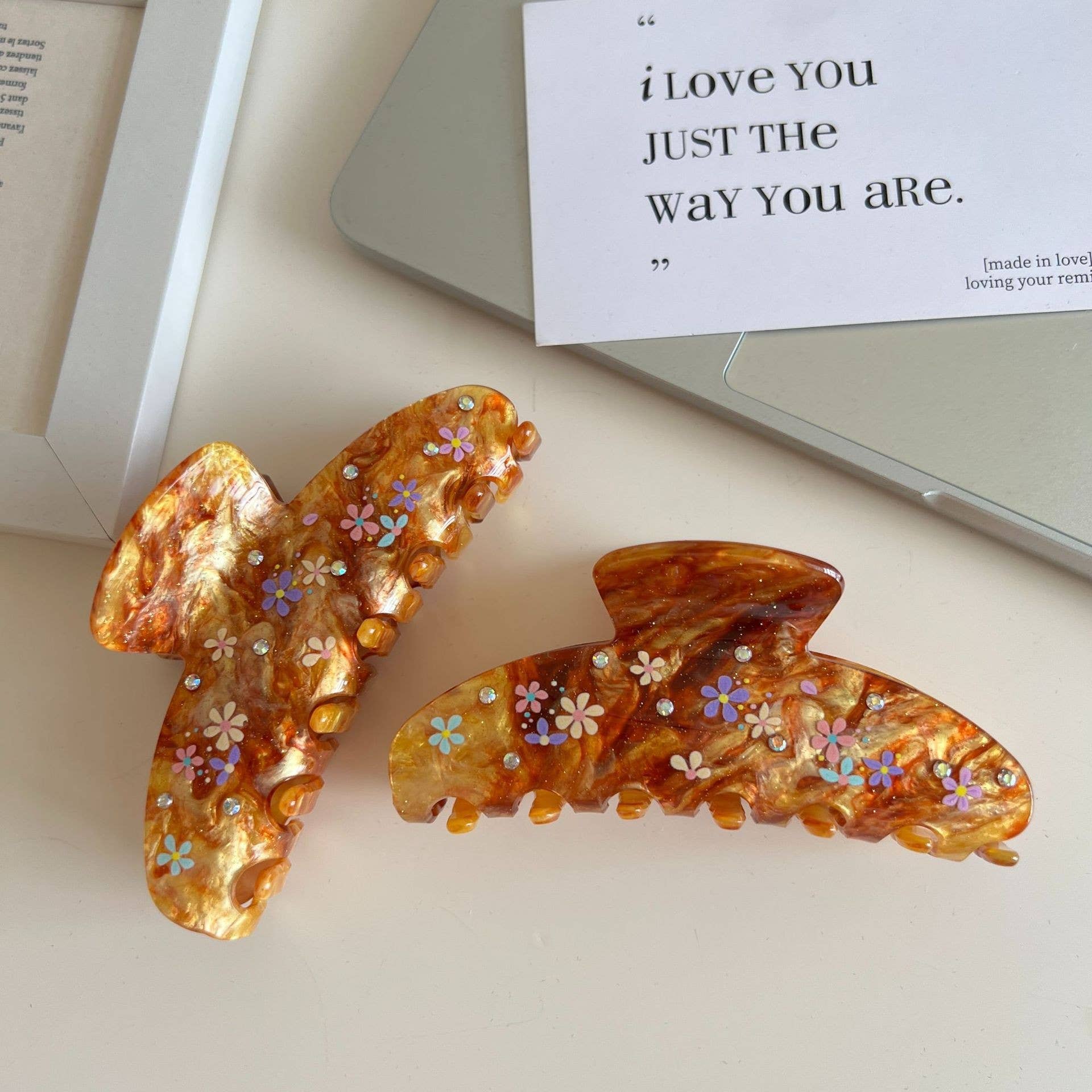 Floral Rhinestone Hair Clip