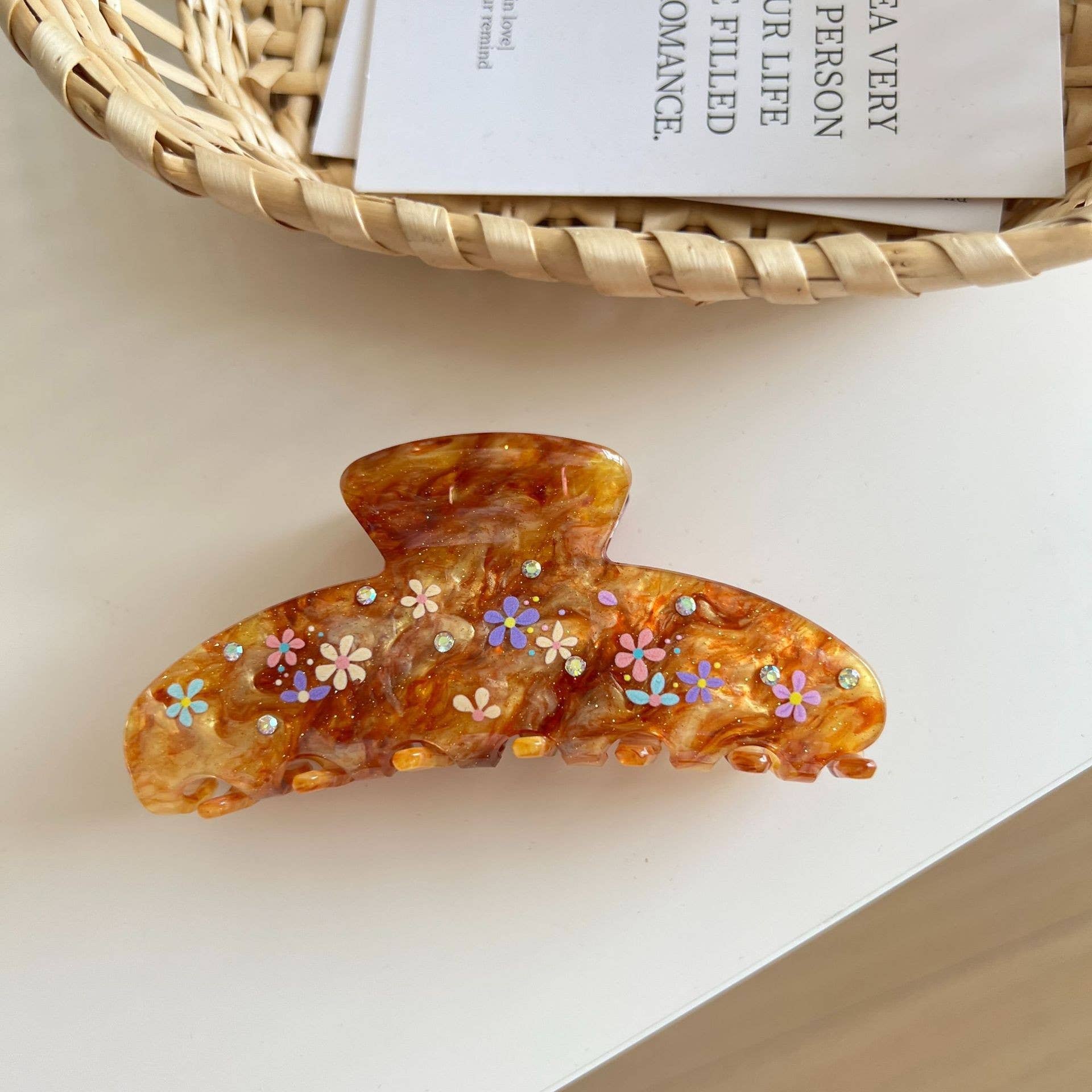 Floral Rhinestone Hair Clip