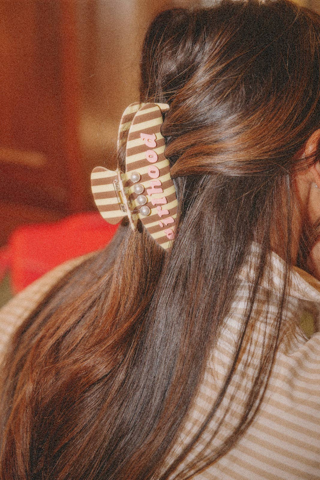 GIRLHOOD BROWN STRIPED WITH PEARLS