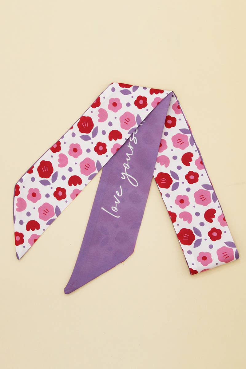 Purple Flower Print Hair Scarf