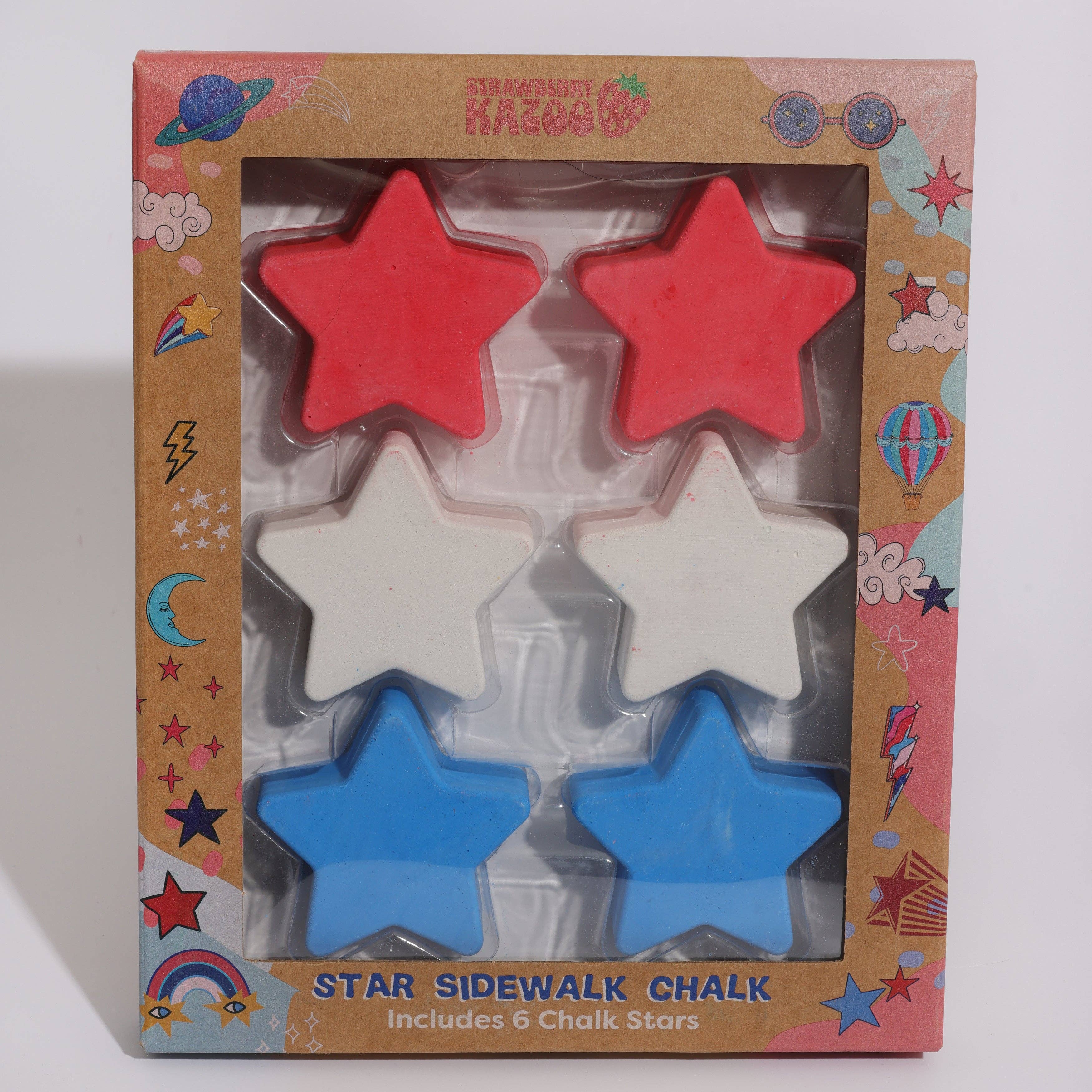Patriotic Star Sidewalk Chalk 6 Pieces