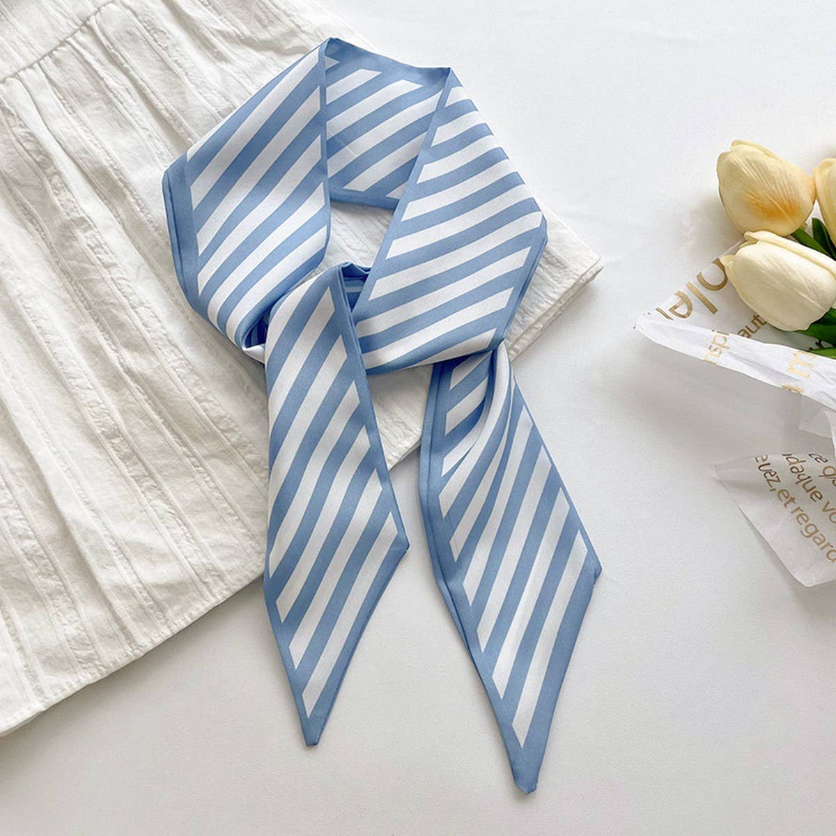 Blue Striped Hair Scarf